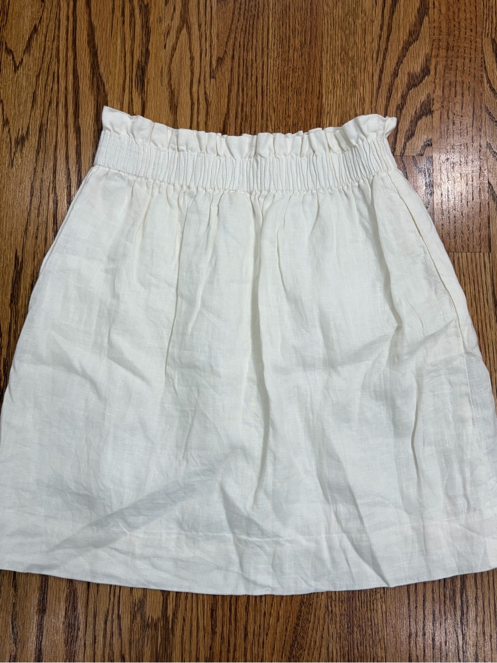 J. Crew 100% Linen Cream Elastic-Waist Mini Skirt (2) - Picture 2 of 6